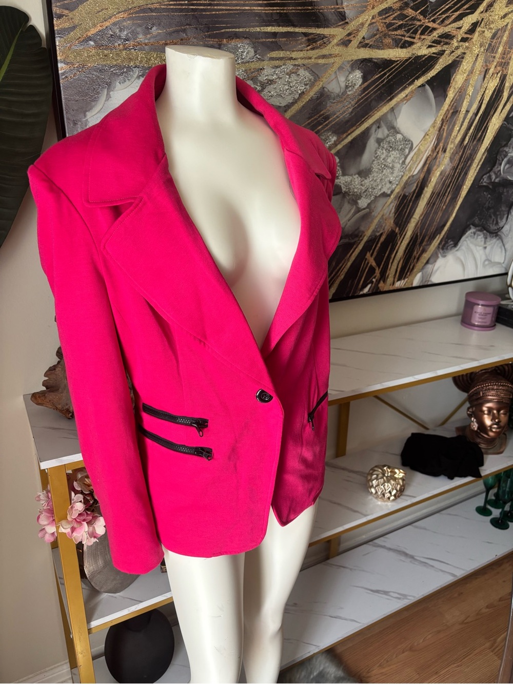 Robert Louis Hot Pink Blazer Jacket with Zip Accents